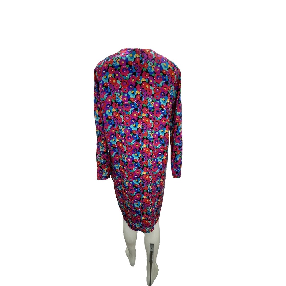 Carolyne Barton Dress Silk Floral Pink Multicolor SZ 8 ( SEE FLAWS - Picture 2 of 16